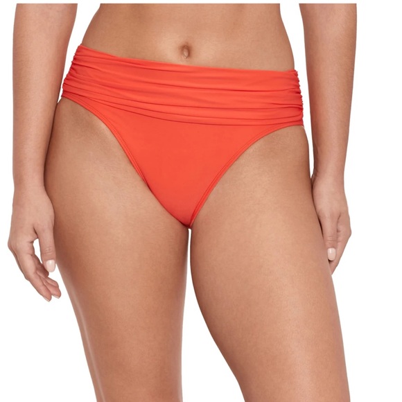 Lauren Ralph Lauren Other - Lauren Ralph Lauren beach club ruched bikini swim bottom sunset orange size 10